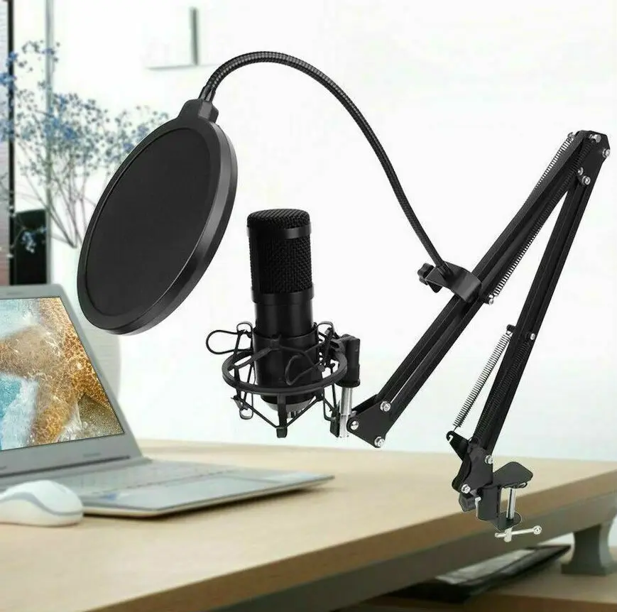 

USB PC Condenser Microphone with Adjustable desktop mic arm shock mount for Studio Recording Vocals Voice, YouTube