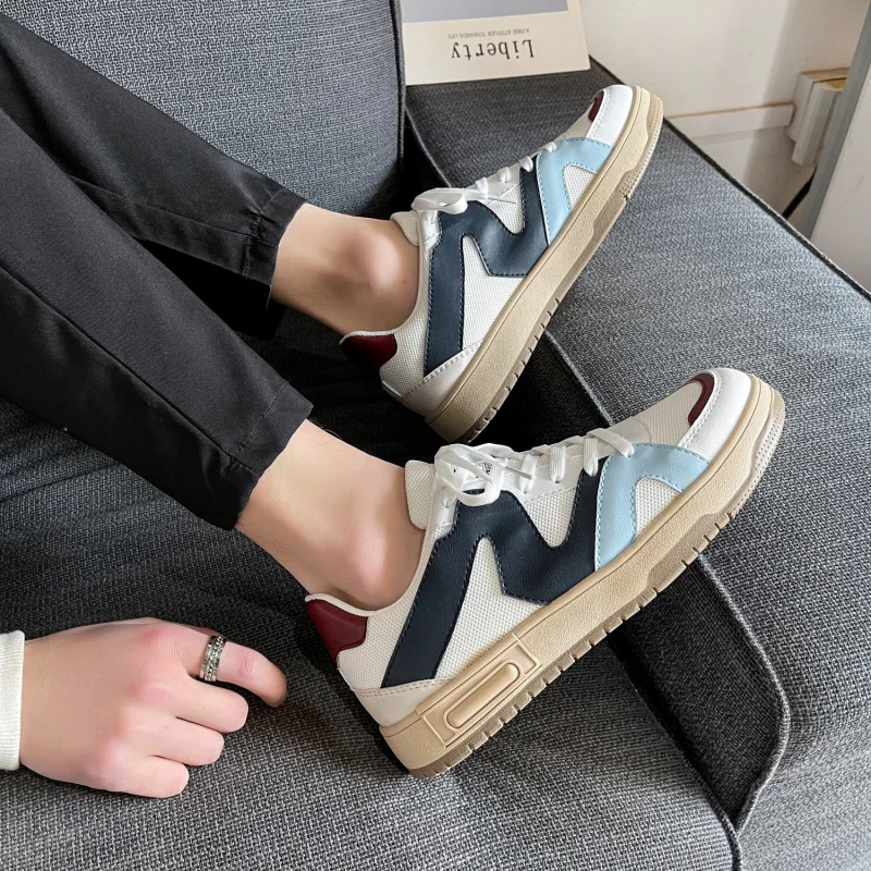Korean Trend Color matching Harajuku Shoes New Arrival Summer Flat Sneakers Men Breathable Men's Mesh Shoes Low up Board Shoes