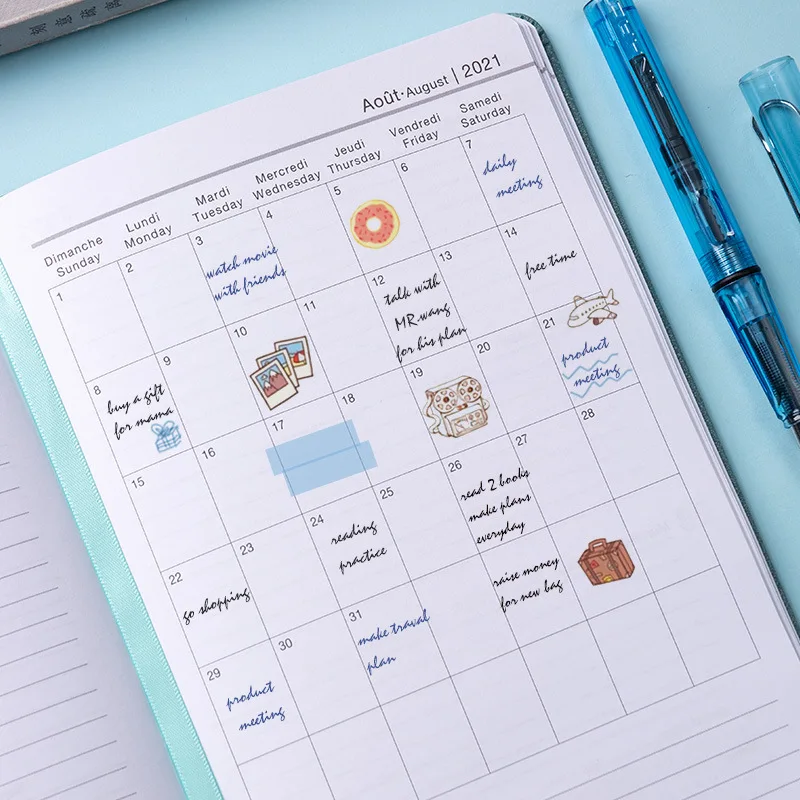 2021 Agenda Planner Organizer A5 Diary Notebook Monthly Weekly Notepad 365 Days Note Book Back to School Manual Travel Handbook |