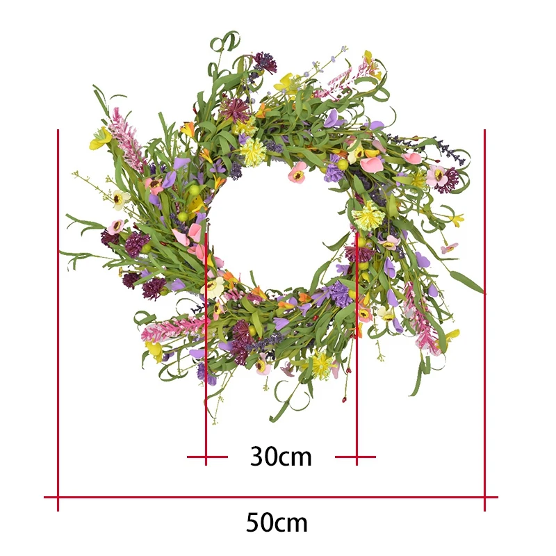 

20Inch Floral Wreath Artificial Flower Wreath Spring and Summer Wreath for Front Door Home Garden Party Wedding Decor