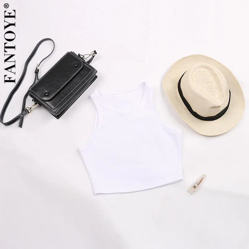 Женский хлопковый топ FANTOYE повседневный однотонный ребристый Топ без рукавов