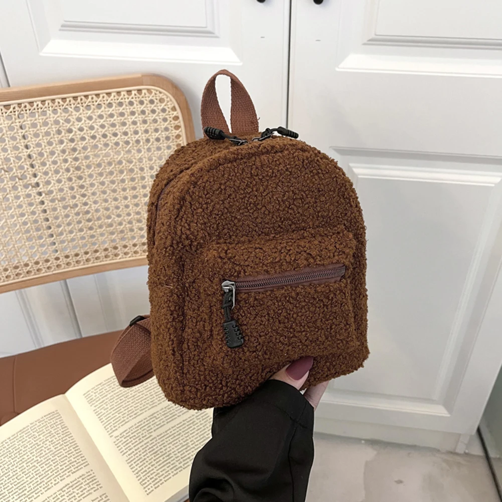 Модный маленький рюкзак для женщин новинка 2021 зимний однотонный из овечьей