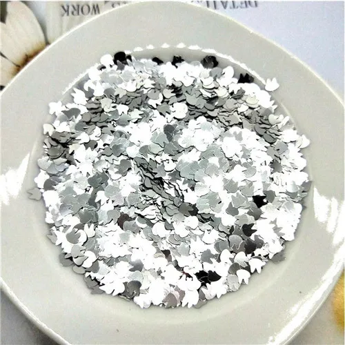 Solid silver 10g Ультра-тонкая PET блестки 4 мм кролик лазерный блеск 3D блестка для ногтей блестки Eo-Friendly свободные блестки для украшения для ногтей 10 г - Цвет: Solid silver 10g