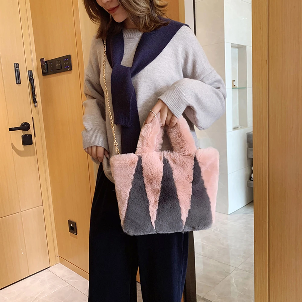 Women Soft Warm Plush Handbags Fluffy Underarm Bags Ladies Daily Leisure Shoulder Top-Handle for Shopping |