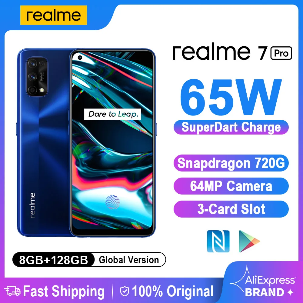 

Смартфон Realme 7 Pro, NFC, Android, Snapgragon, 720G, 8 ГБ, 128 ГБ, 64 мп, 65 Вт, быстрая зарядка, 4500 мАч