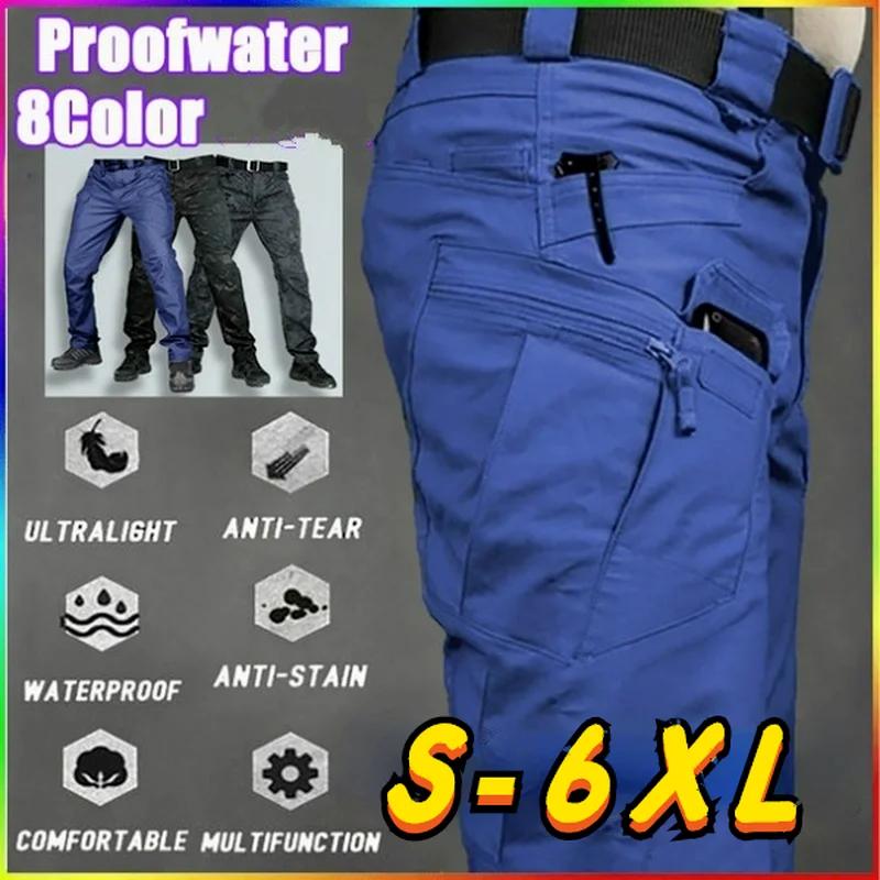 Mens Waterproof Cargo Pants Elastic Multiple Pocket Military Male Trousers Outdoor Joggers Pant Plus Size Tactical Pants Men/40