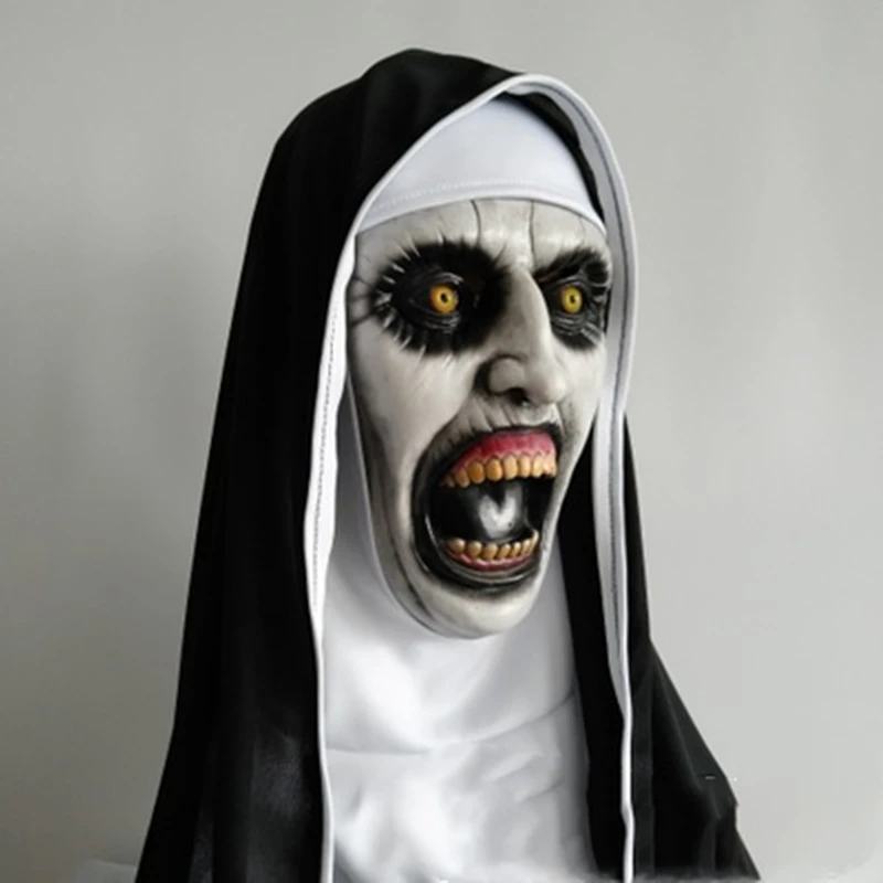 Монахини страшная маска с Косплэй Valak страшные латексные маски платок полный