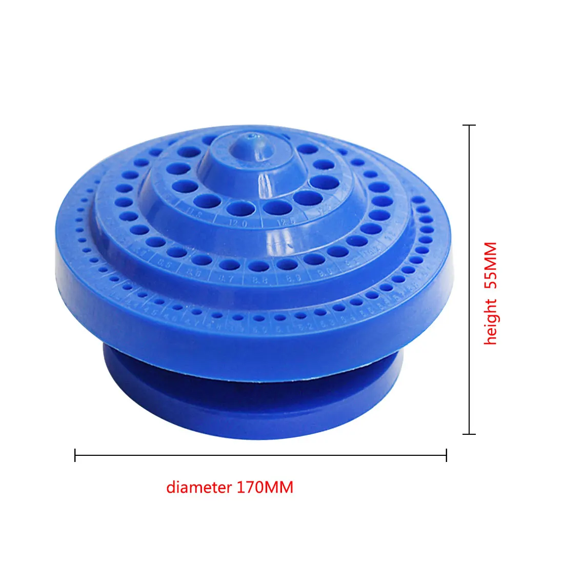 

170 *55mm Drill Bit Storage Case Stand Round Shape Hard Plastic Organizer 100pcs Holes for Drill Bits