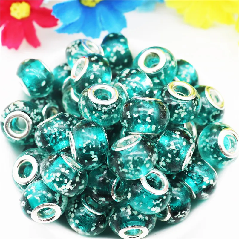 

10Pcs Wholesale Luminous Large Hole Murano Glass Beads Bulk Fit Pandora Bracelet Necklace DIY Cord Key Chain for Jewelry Making