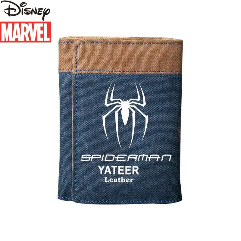 

Disney Marvel Memorial Wallet Short Canvas Men and Women Teenage Students Long Wallet Captain America Spider-Man Wallet