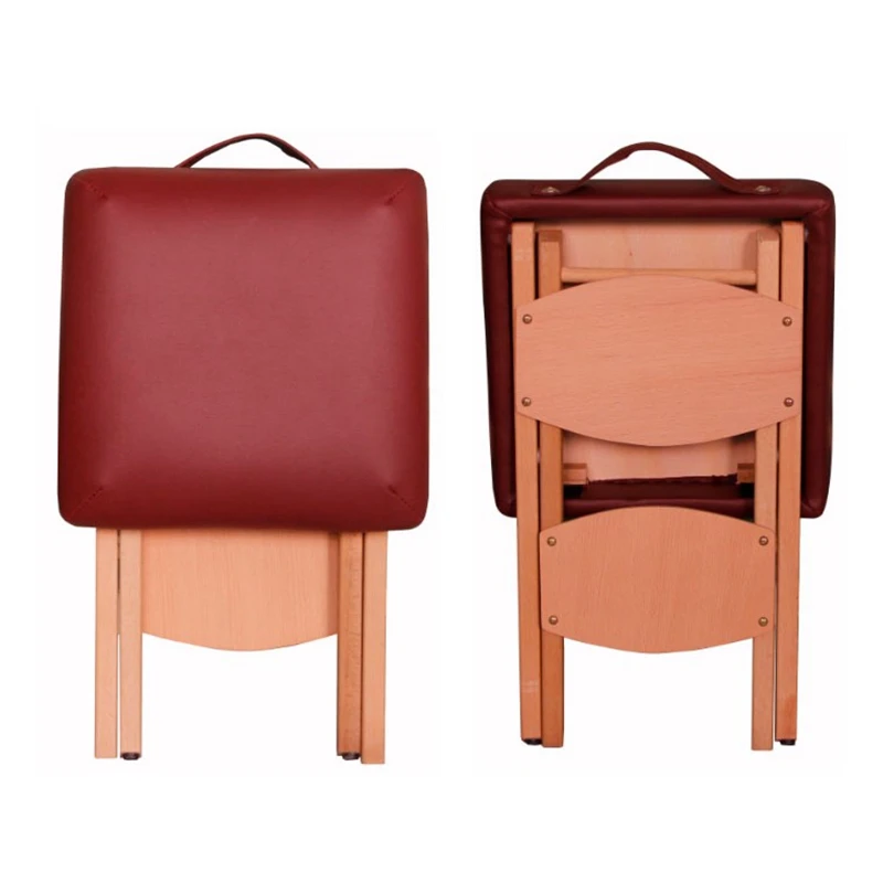 

Beauty Salon Solid Beech Folding Stool Fashion PU Leather Seat Massage Stool High-grade Portable Campstool Stool Bed Foottool