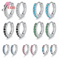 genuine 925 sterling silver hoop earrings for women girls big sale shiny crystal earrings jewelry high quality jewelry gift
