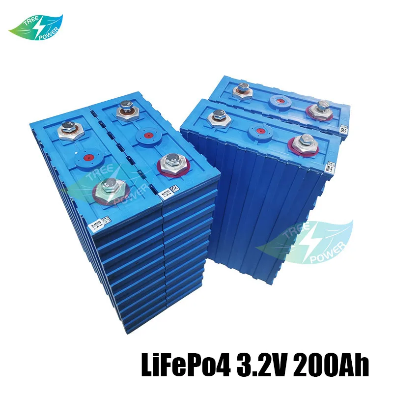 

16PCS 3.2v 200Ah LiFePO4 Rechargeable Battery prismatic 24V 48V 200AH Lithium iron Phosphate Packs Solar Battery 150Ah 180Ah