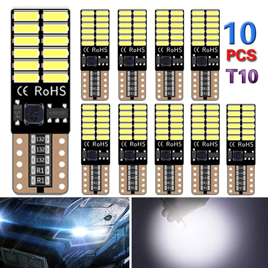 Автомобильный светодиодный индикатор декодирования постоянного тока T10 4014 24smd