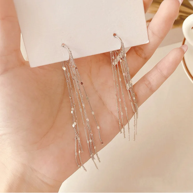 

2021 New Arrival Trendy Elegant Metal Long Tassel Drop Earrings For Women Sweet Lovely Heart Fashion Jewelry Gifts