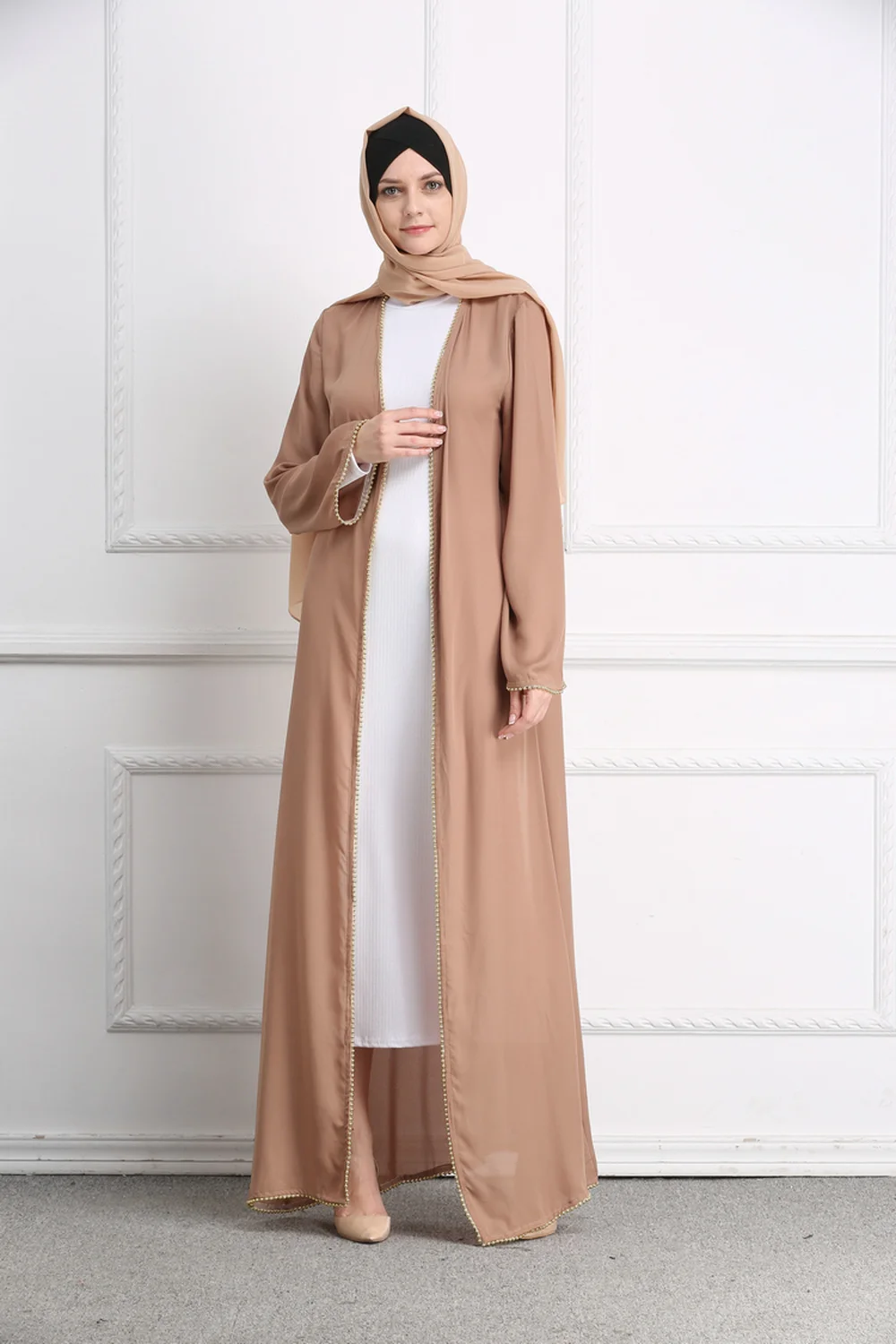 

Pearl Abaya Dubai Muslim Long Dress Women Robe Musulman Kimono Islamic Ramadan Moroccan Kaftan Arabic Turkish Caftan Eid Mubarak