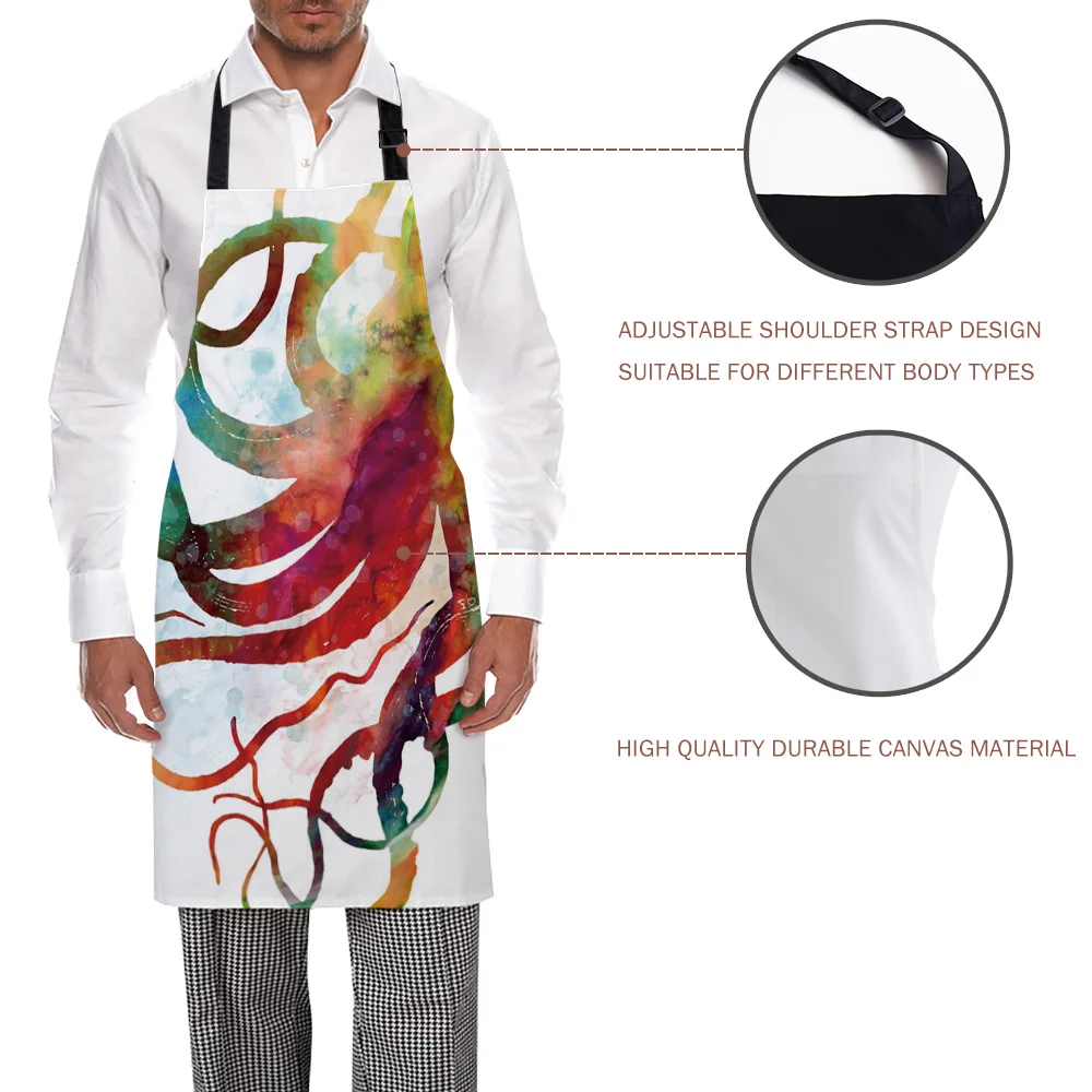 Красочные Осьминог Ктулху Кухонные фартуки Барбекю нагрудник фартук для