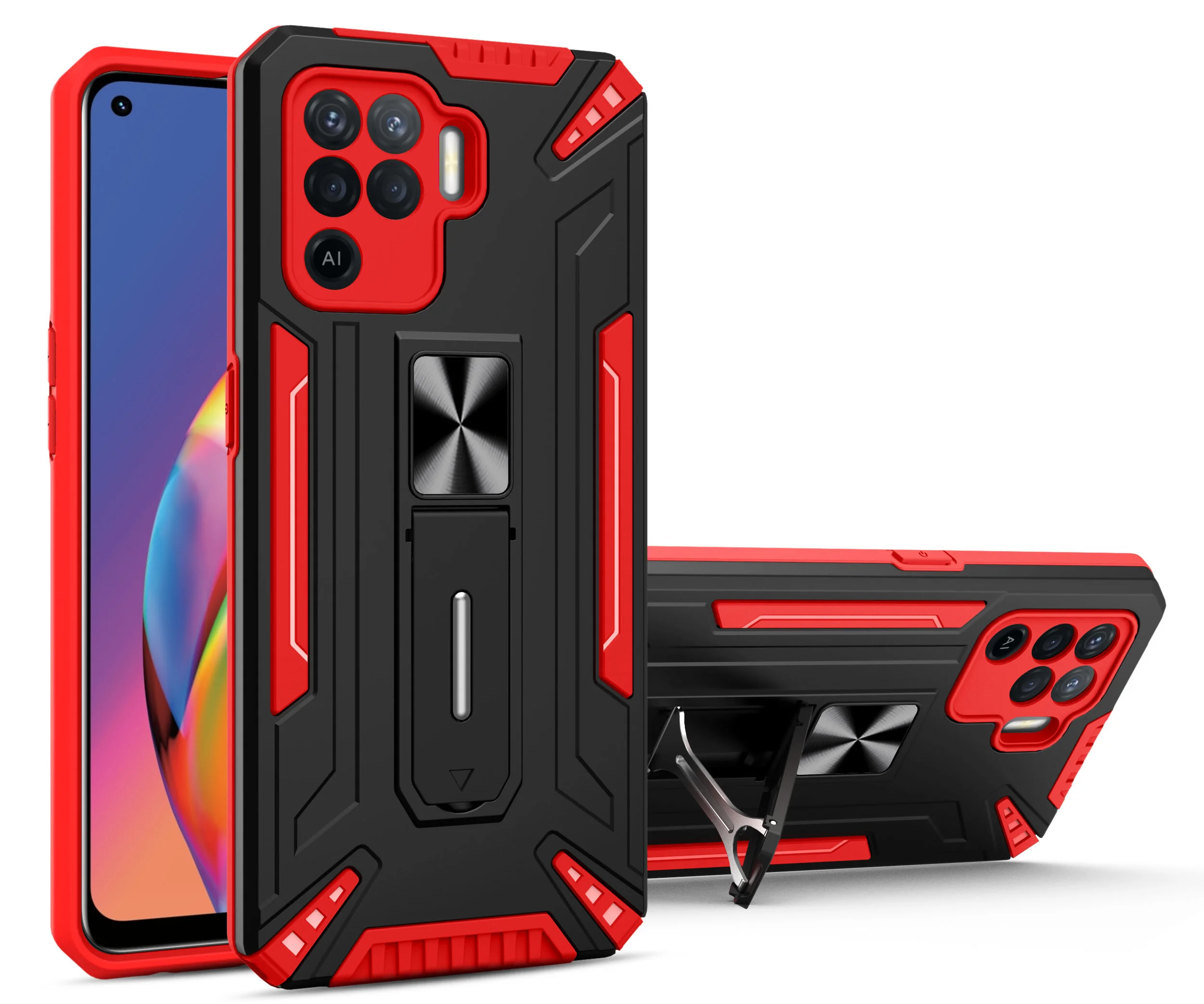 

Rugged Magnetic Kickstand Armor Shockproof Phone Case For OPPO Reno 5F 5 F17 4F F19 4 Pro Lite Fashion Protection Back PC Cover