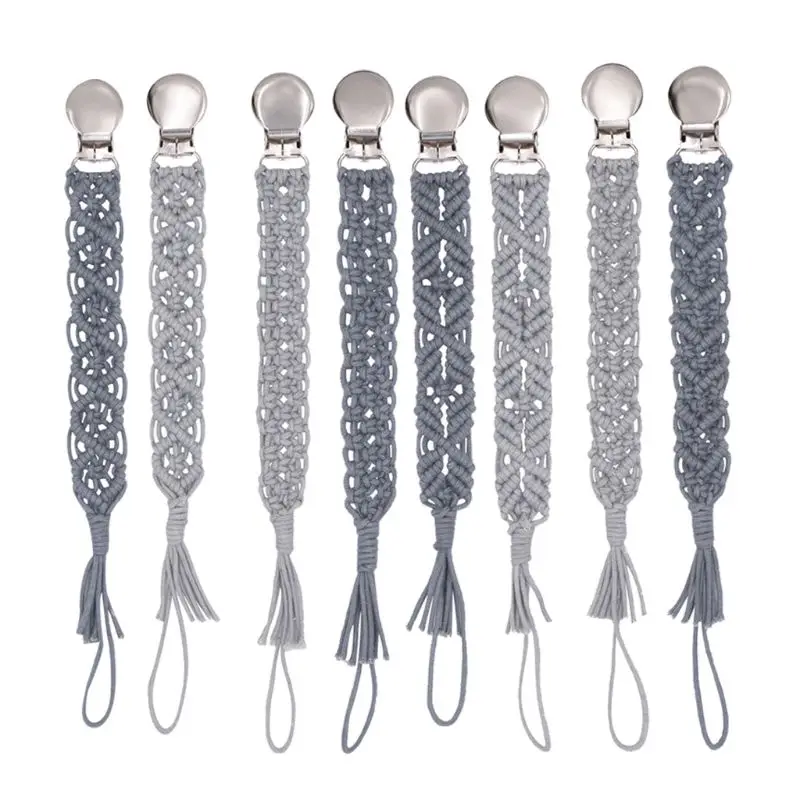 

Handmade Crochet Baby Pacifier Chain Clip Vintage Cotton Yarn Anti-fall Newborn Dummy Pacifier Clip Holder