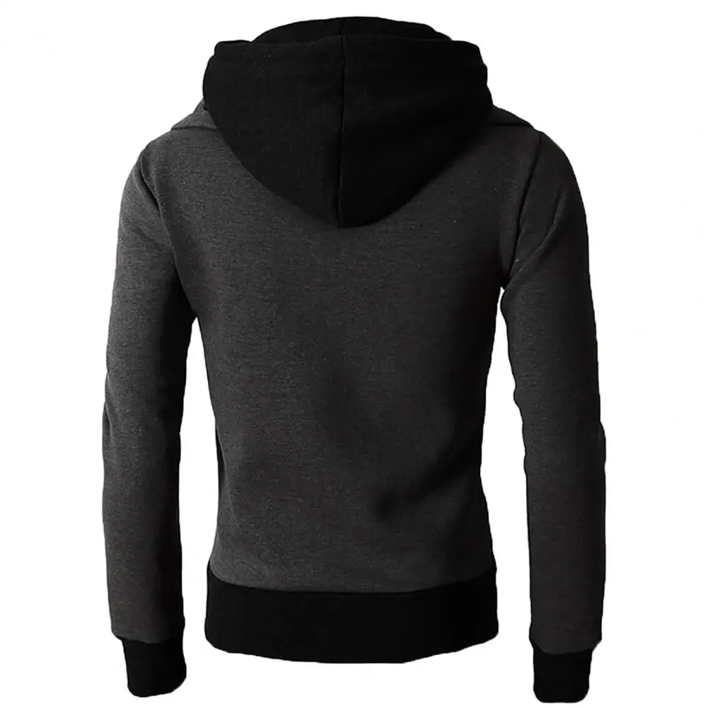 

Plus Size Chic Men Fake 2 Pieces Color Block Hooded Long Sleeve Zip Jacket Coat
