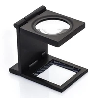 9005d 10x metal desk 2 led magnifier optical lens black foldable printing cloth magnifying glass w scale pointer loupe