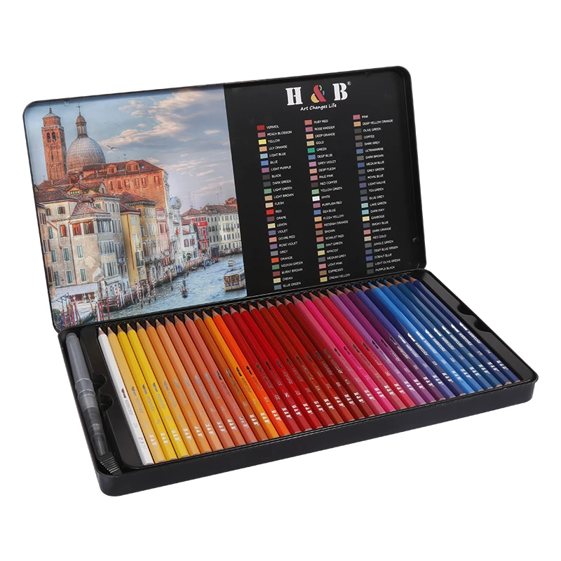 

H & B 72 Watercolor Pencil Set for Adults Coloring Book - Water Soluble Professional Pencil for Coloring Blending and Layering