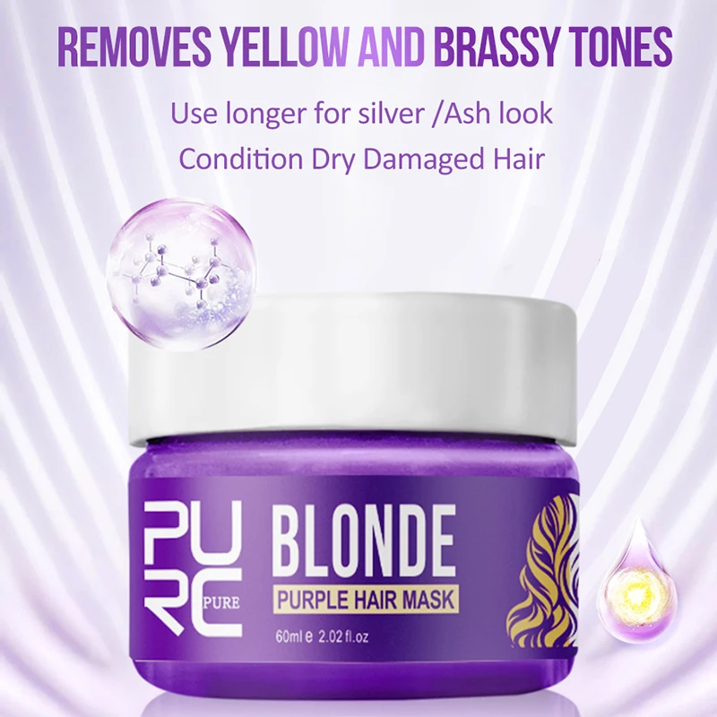 Пурпурная маска для волос PURC удаляет желтые и бразильские оттенки
