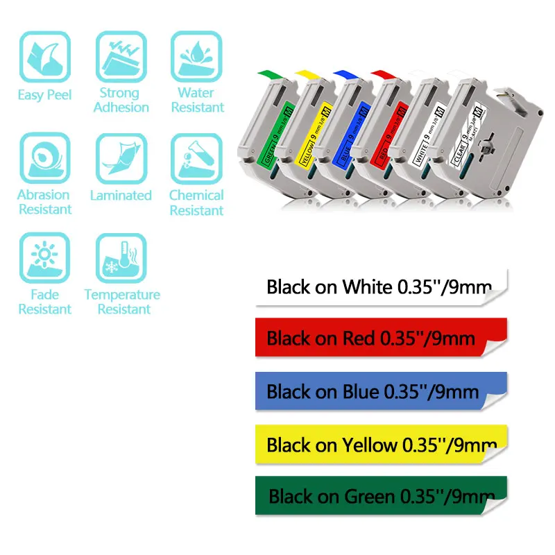 UniPlus комплект из 2 предметов черный на голубом этикеток для Brother P touch MK 521 MK521 M K521