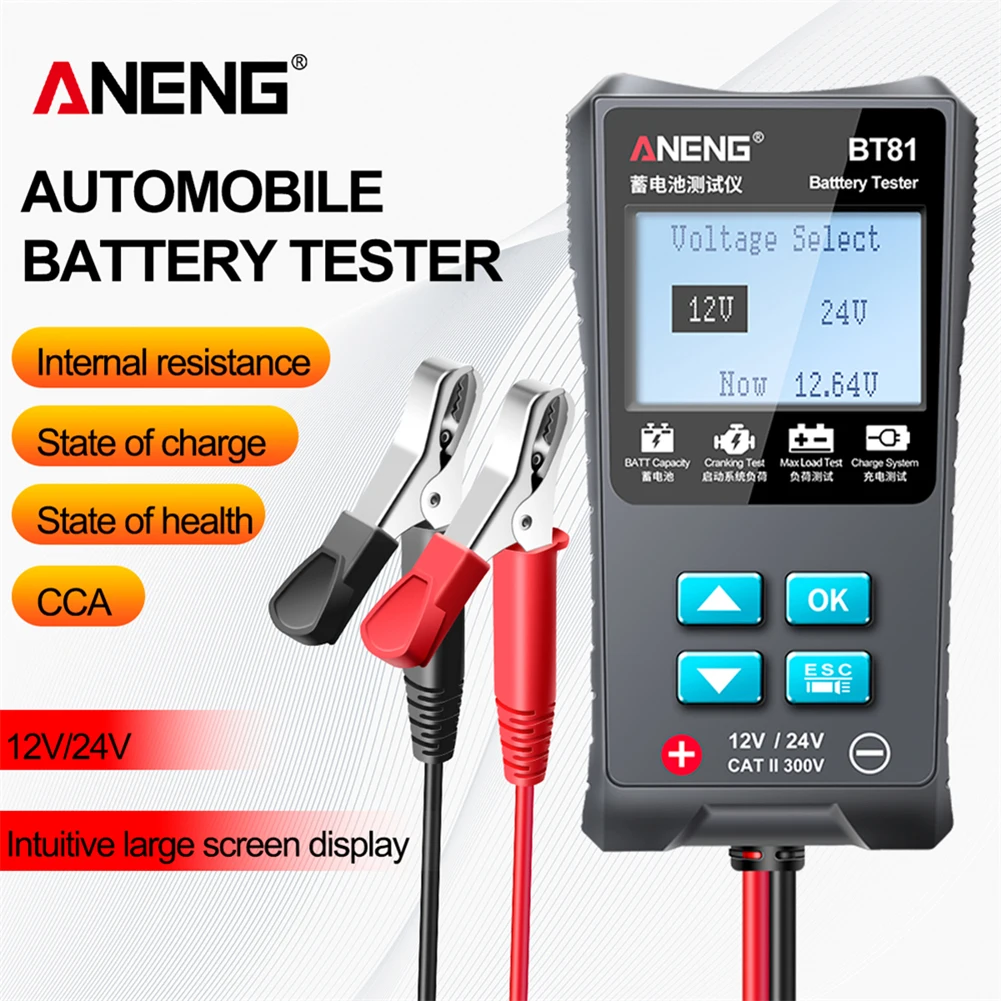 

Тестер автомобильных аккумуляторов ANENG BT81, 12 В/24 В, 100-12/24 cca