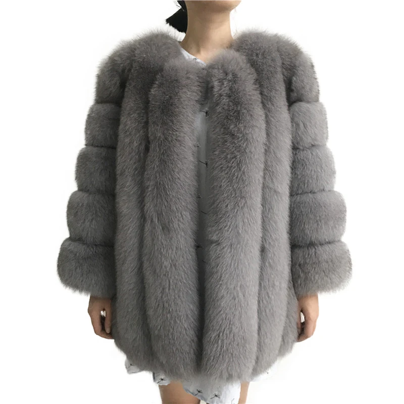 Женское длинное меховое пальто зимние меховые шубы из натурального Лисьего меха