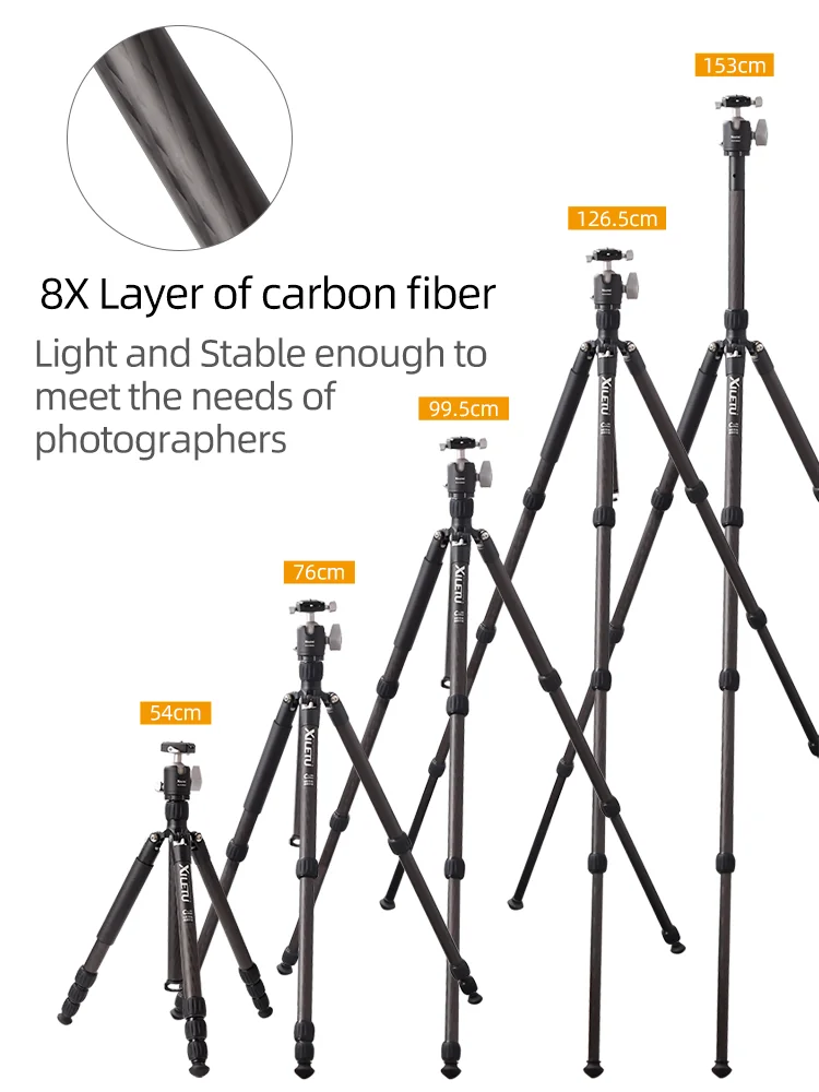 Профессиональный штатив XILETU XLS294Ci для фотосъемки из углеродного волокна с