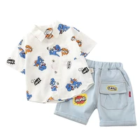 new fashion summer baby boys clothes children cotton cartoon shirt shorts 2pcsset toddler casual costume infant kids tracksuits