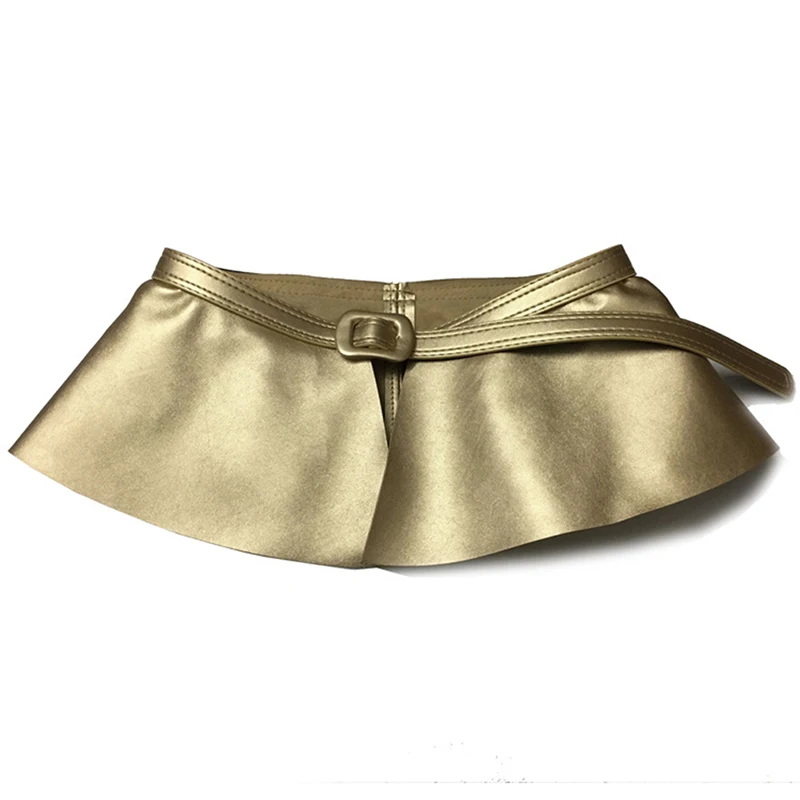 Plain gold Женские широкие пояса; Новинка; повседневная кожаная юбка с рюшами; широкие ремни; женские украшенные индивидуальные широкие пояса; женские аксессуары - Цвет: Plain gold