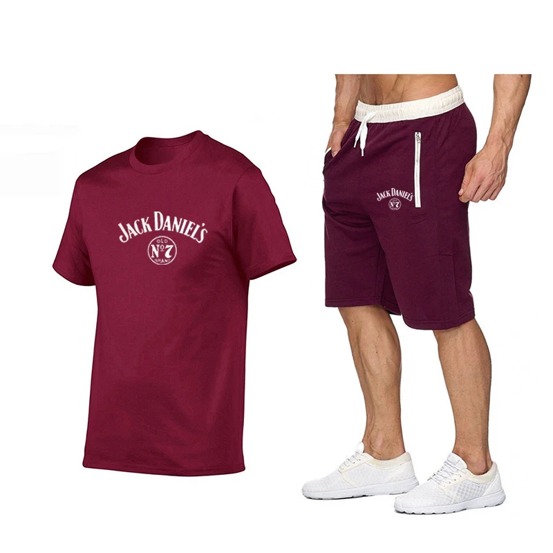 

2021 New Men's T-Shirt Short Sleeve Top Hot Printing T-Shirt Sports Suit Leisure Suit Short Sleeve Summer 2 Piece Set