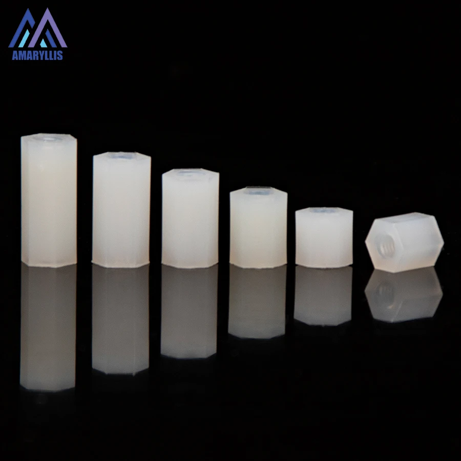 

M2 M2 M2, 5 Белый шестигранный нейлоновый промежуточный столб с внутренней резьбой с плоской головкой нейлоновые пластиковые шаговые гайки Дли...