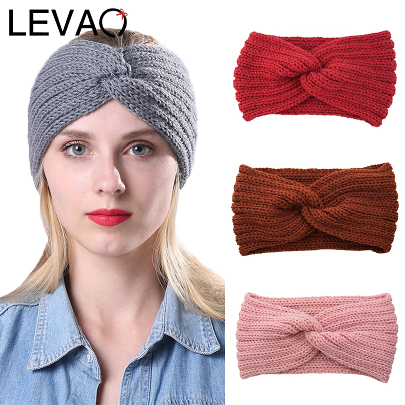 LEVAO корейский стиль трикотажная повязка на голову ободок шерстяной Теплый тюрбан