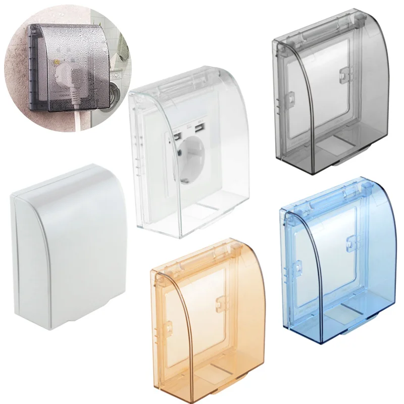 

86 Type Self Adhesive Waterproof Electric Plug Cover Splash Box Sockets Switch Protection Box Protector Bathroom Supplies