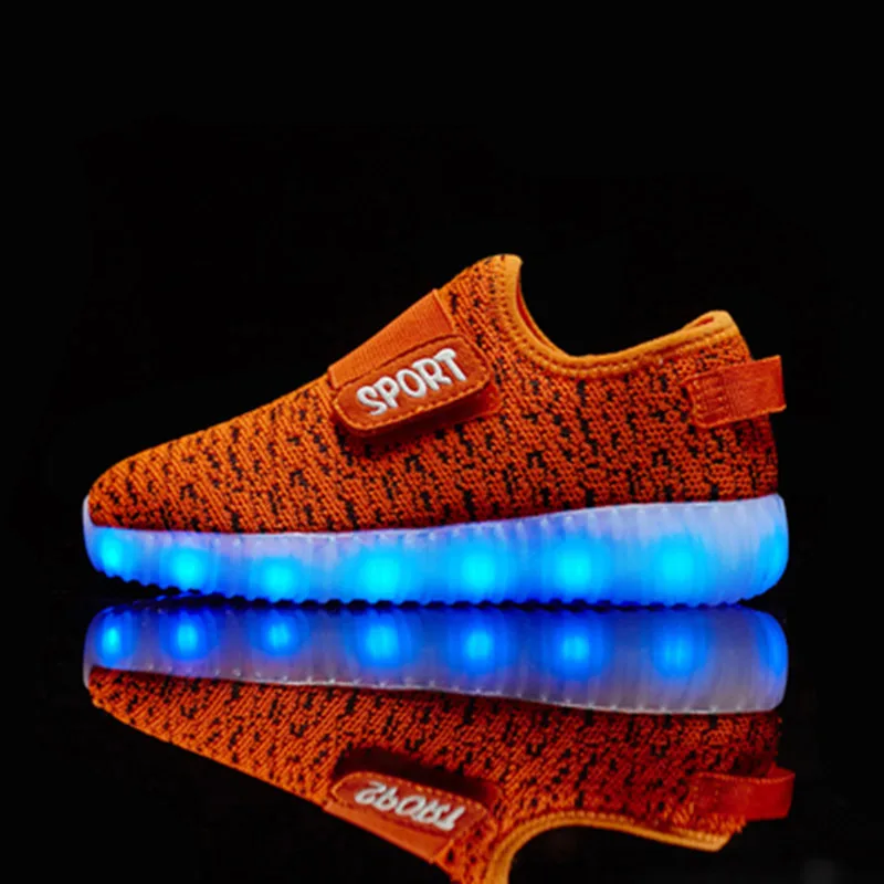Size 25-37 Kids Led USB Recharge Glowing Shoes Children's Hook Loop Shoes Children's Glowing Sneakers Kids Led Luminous Shoes