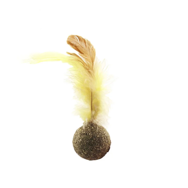 1 Cat Toy Soft Feather Natural Catnip Ball Toy Menthol Flavor Kitten Treat Cats Playing Chasing Cleaning Teeth Toy Pet Supplies - Цвет: 1