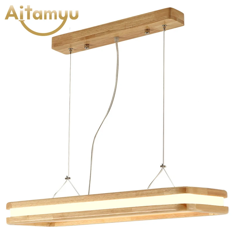 Деревянный регулируемый светодиодный подвесной светильник с деревянной рамкой