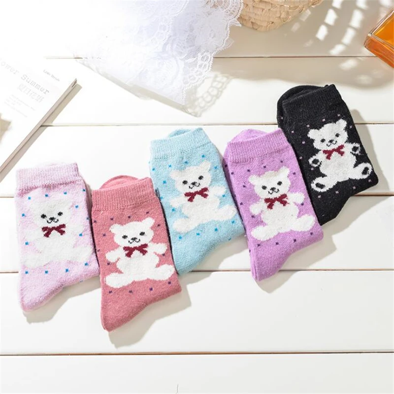 

10Pairs 2021 New Winter Women Cotton Socks Animal Ear Cute Socks Fox Bear Soft Cartoon Socks Girl Colorful Kawaii Socks Women