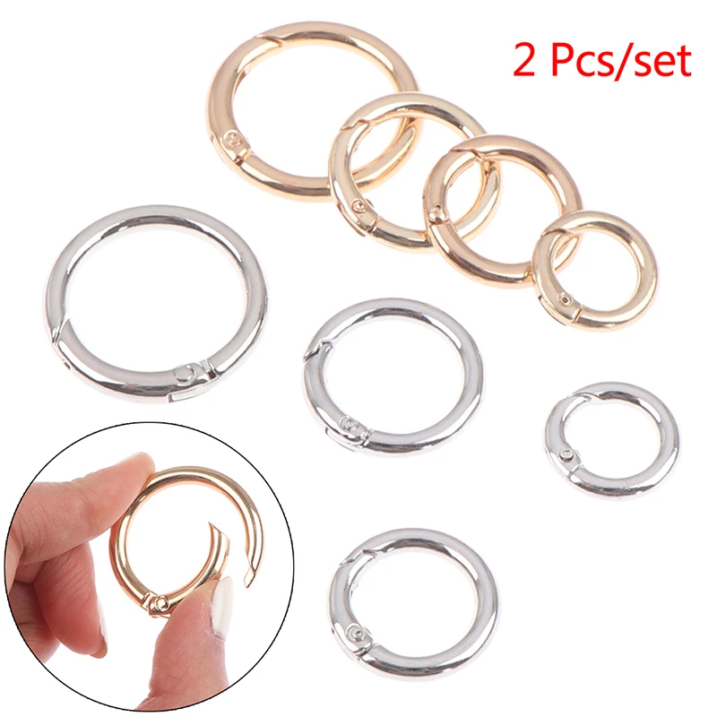 

2Pcs Metal Spring O-Ring Buckles Clips Carabiner Purses Handbags Buckles Round Push Trigger Snap Hooks Carabiner Bag Accessories