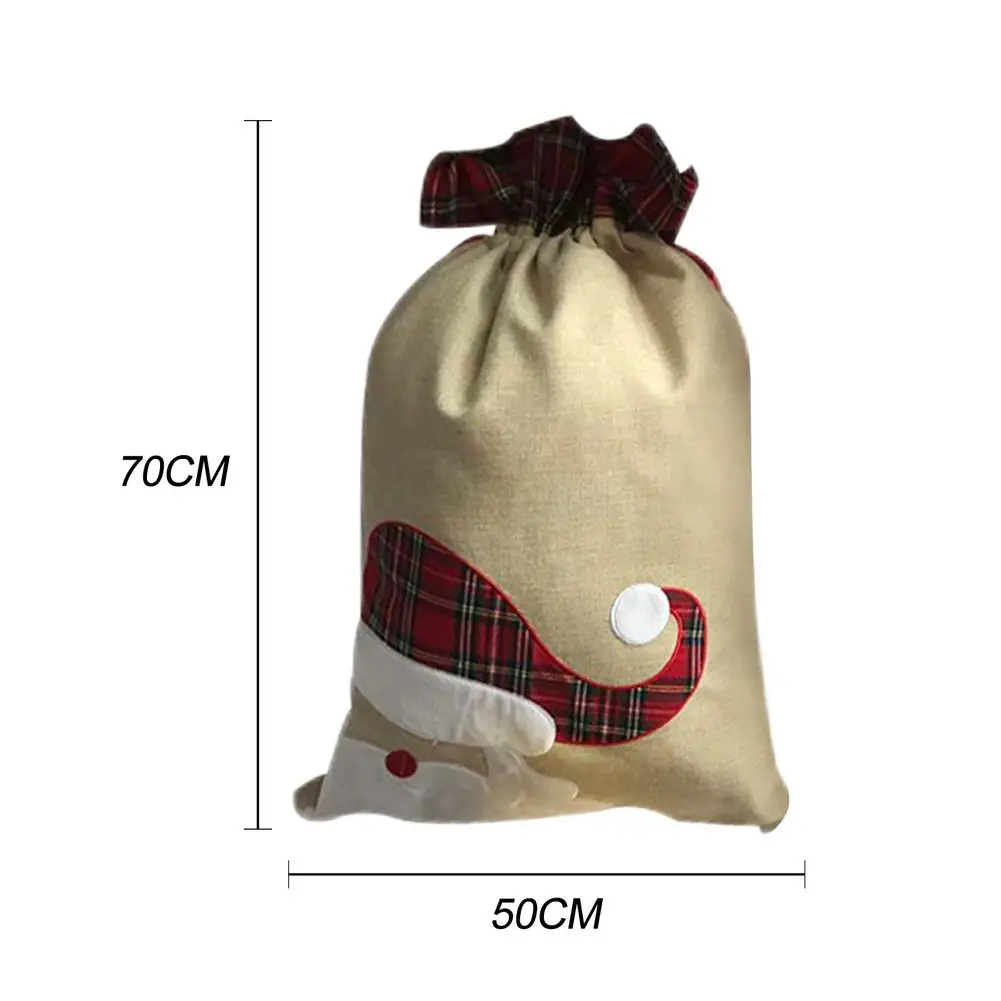 Льняной мешок с Санта-Клаусом 50x70 см Рождественская сумка для подарков вышивкой в