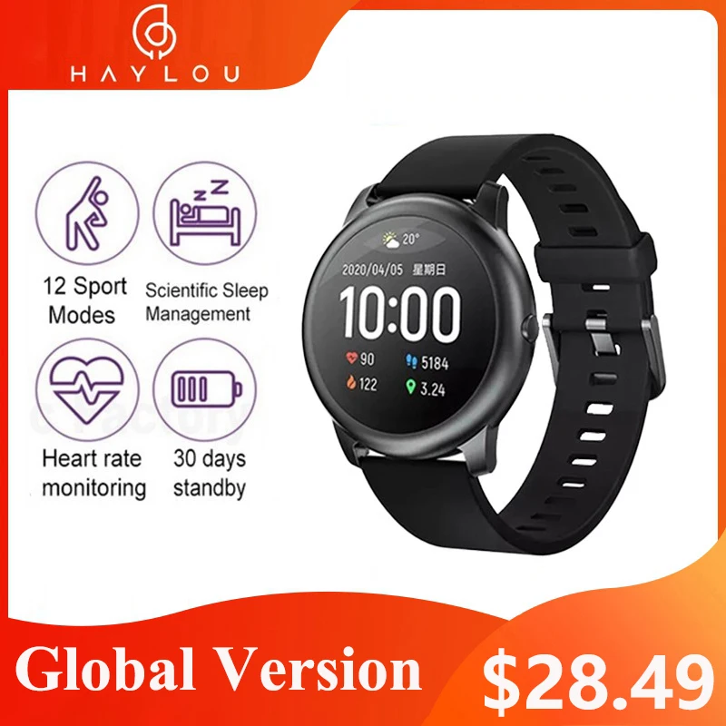  Смарт-часы Haylou Solar LS05, спортивные умные часы с Bluetooth, глобальная версия, водонепроницаемые IP68, для iOS, Android  