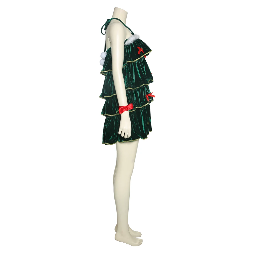 

Women Christmas Green Tree Suit Party Costume Masquerade Santa Claus Cosplay Fancy Dress Xmas Gift Outfit