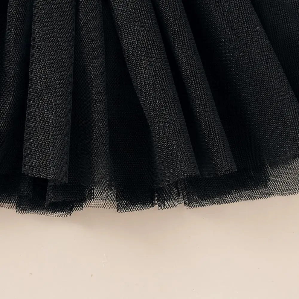 Детское летнее платье в горошек черное газовое для маленьких принцесс 2020 |