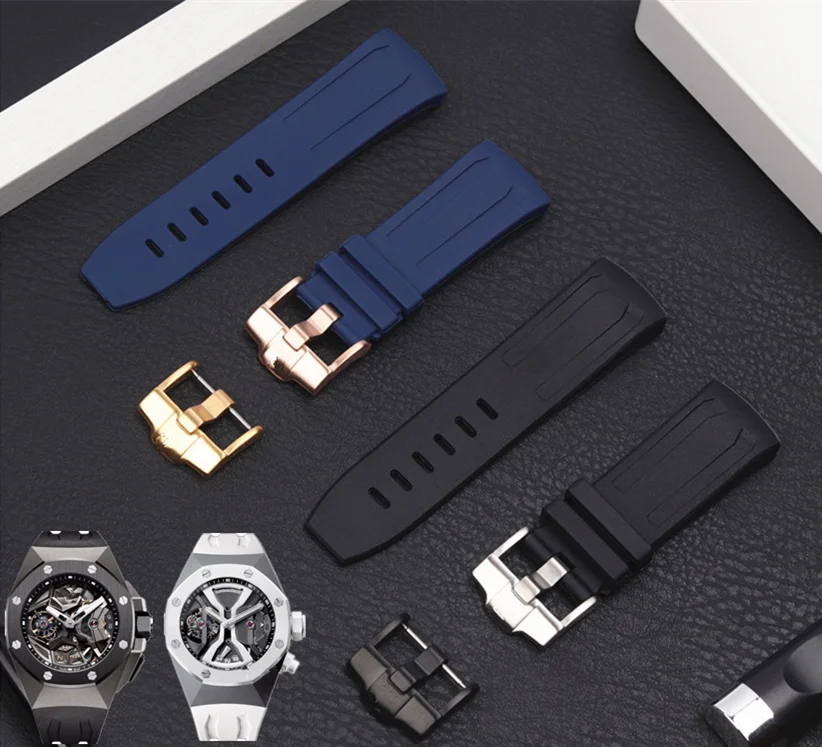 Ремешок для часов черный и синий 27x21 мм ремешок AP 26560IO 26577TI 26221FT Audemars Piguet из дуба