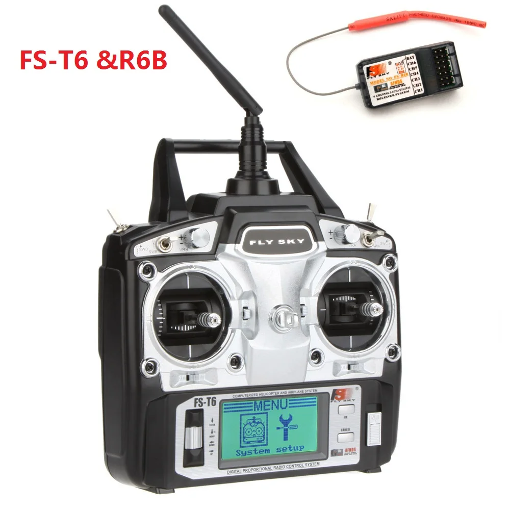 Радиоприемник Flysky FS-T6 и R6B 6 каналов 2 4 GLCD передатчик цифровая радиосистема для