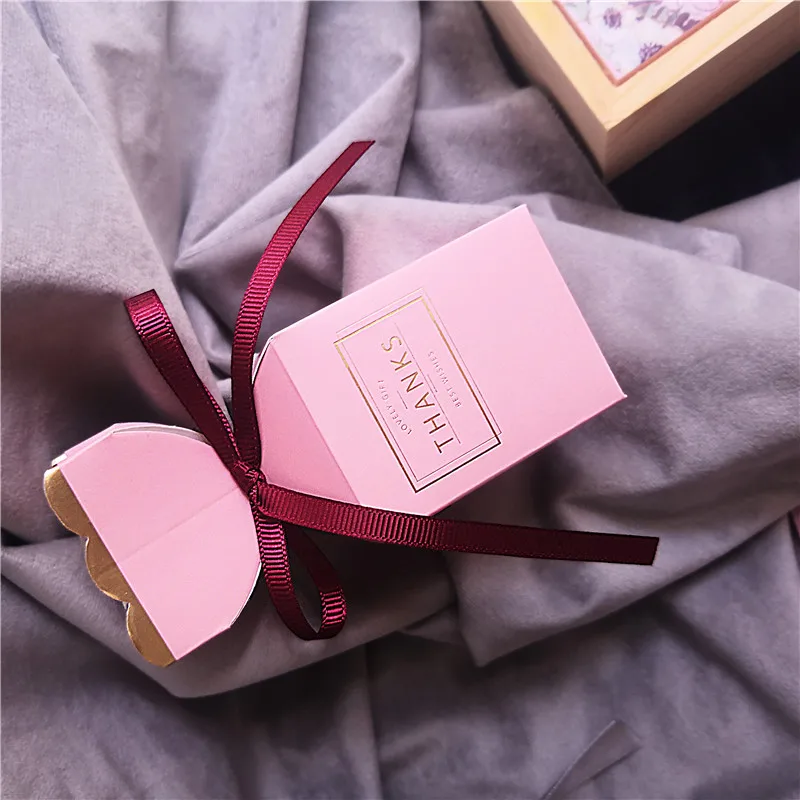 20 штук Ins Творческий розового цвета с надписью &quotСпасибо конфетная Коробки для