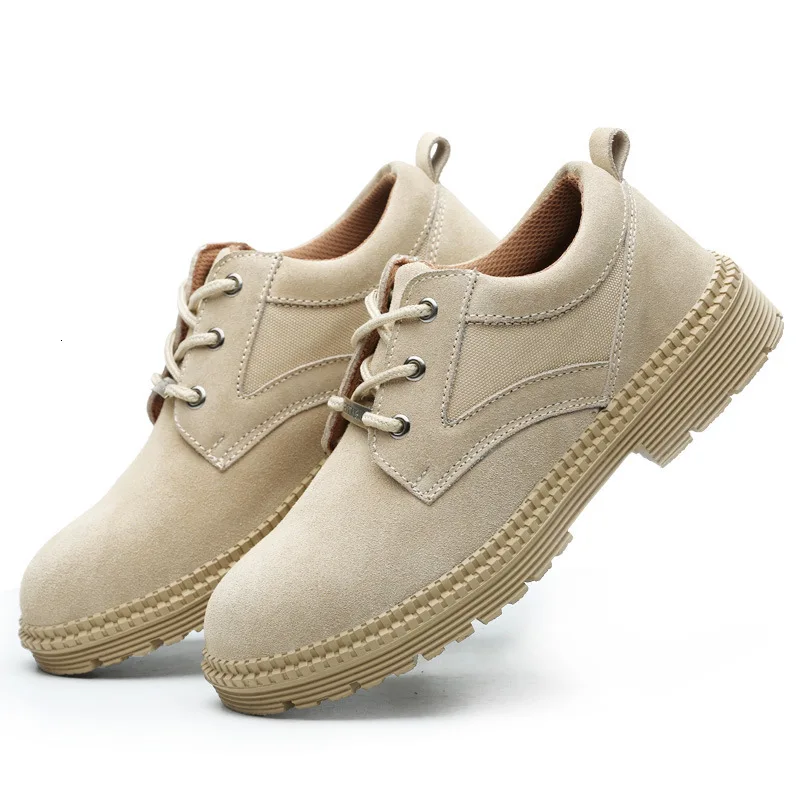 

Mens Breathable Steel Toe Cap Cow Suede Leather Work Safety Shoes Men Outdoor Anti-slip Puncture Proof Construction Safety Boots